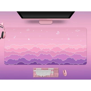 Tapete De Escrivaninha Cute Clouds Kawaii , Pastel Pink Mouse Pad , Extended Gaming Keyboard Extra Grande XXL Mousepad
