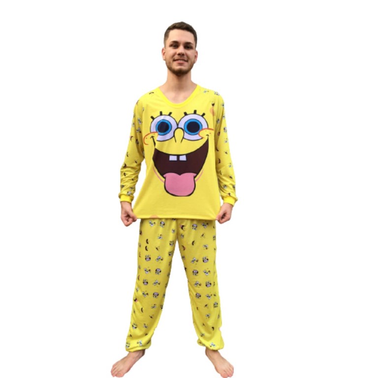 Pijama Longo Masculino Bob Esponja (adulto Infantil)