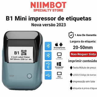 Impressora De Etiquetas Niimbot B1 Térmica Portátil Compatível Com Smartphone & Computador