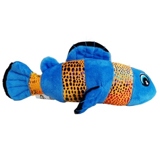 Brinquedo Para cães Mordedor Pelucia peixe brilhante azul