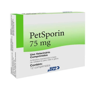 Petsporin 75mg Antibiótico Mundo Animal com 12 Comprimidos