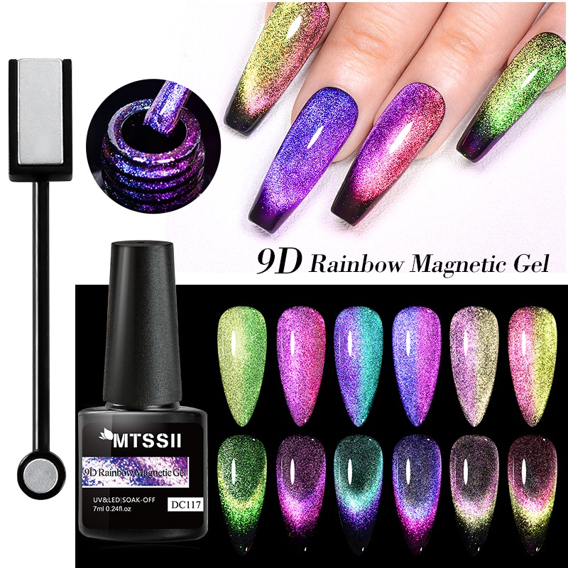MTSSII 7ML 9D Conjunto De Esmalte Magnético De Unhas De Gato Com Bastão Cor A Laser UV Gel Arte Embebir Vernizes