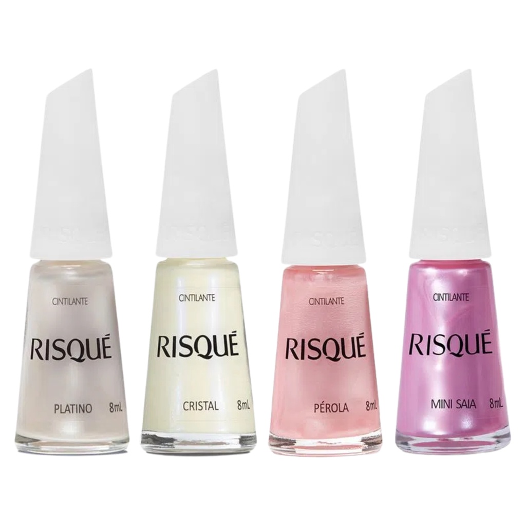 Kit Esmalte Risque Cintilante 4 Cores Brilho Perolado 8ml | Shopee Brasil