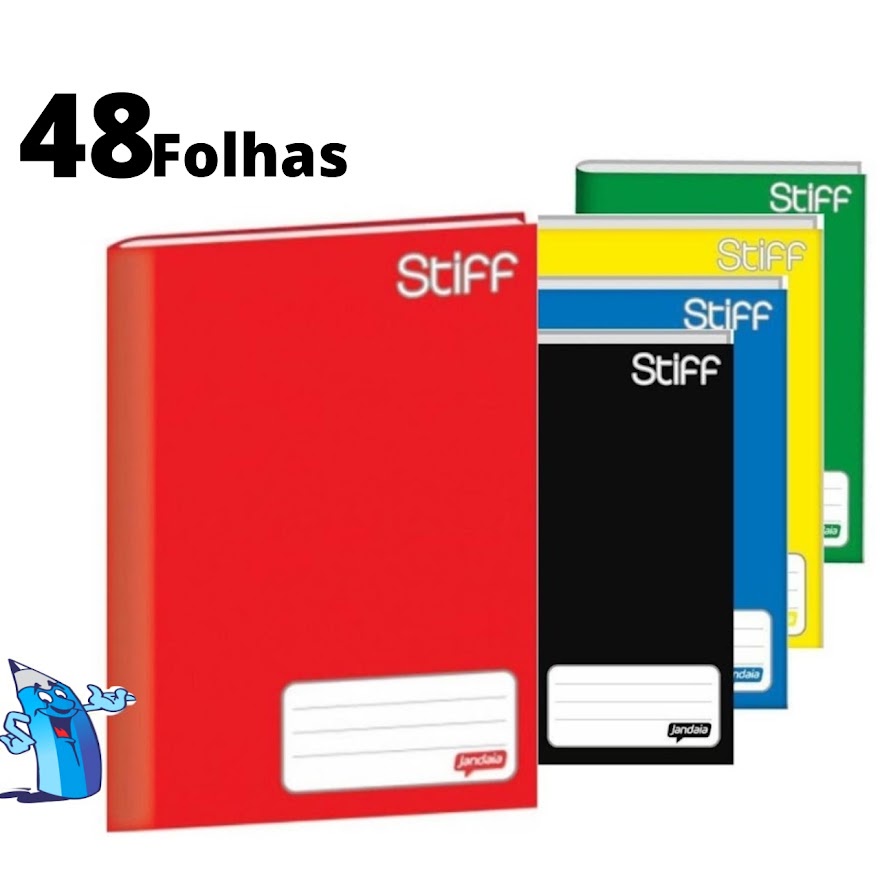 KIT 5 CADERNO BROCHURAO 48 FOLHAS GRANDE CAPA DURA