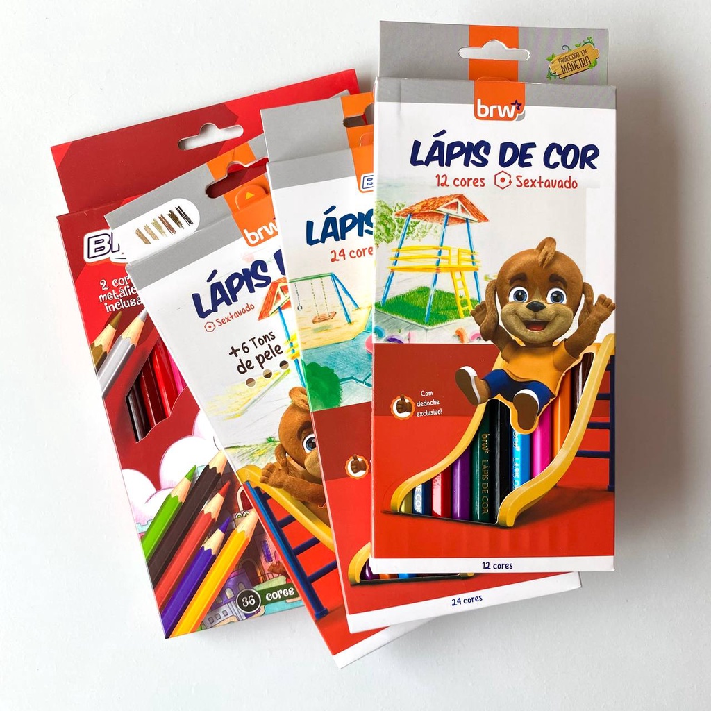 Lápis de Cor BRW (12, 18, 24 ou 36 cores)