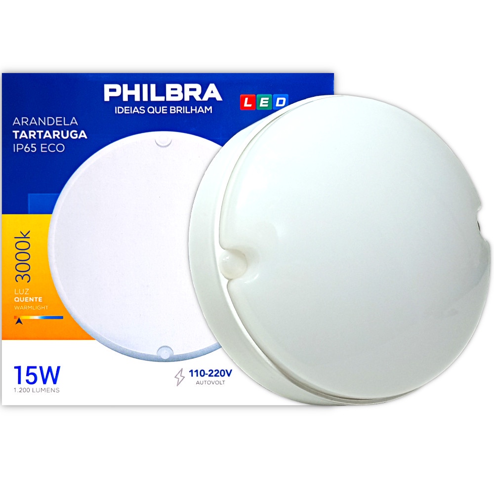 Arandela Tartaruga Sobrepor LED 15W Prova D'água IP65 3000k