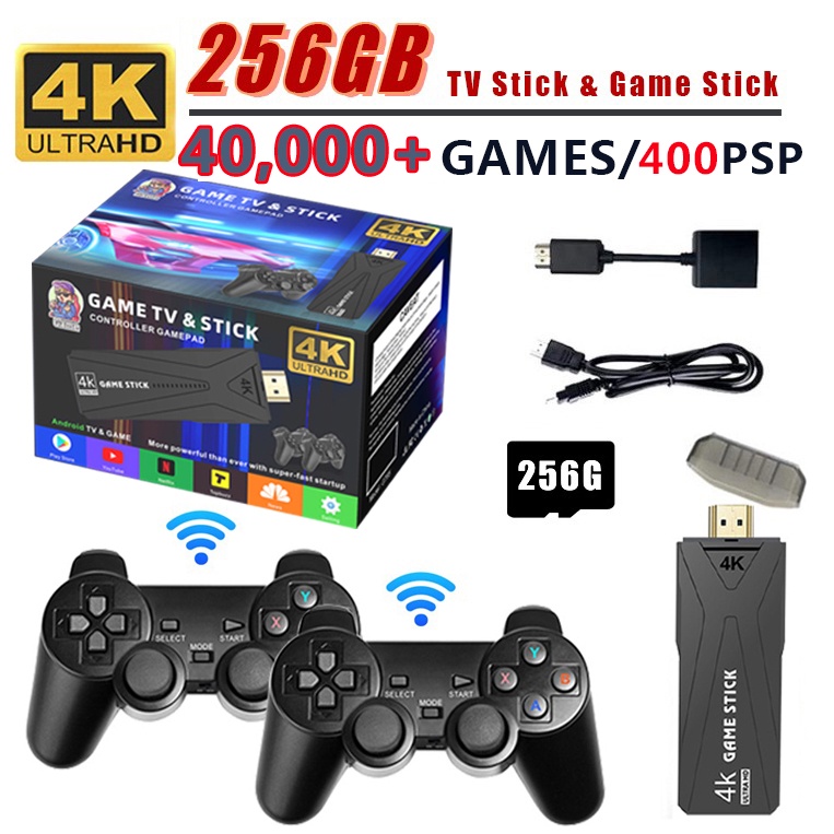 XUXL Consoles de Videogame, 4K 2,4G Wireless 10.000 jogos 32/64GB