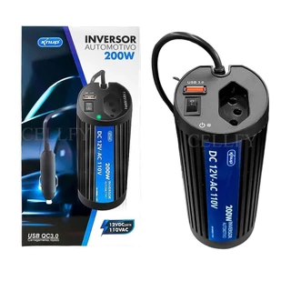 Inversor Automotivo Veícular 60Hz 200W 12V/110V USB 3.0