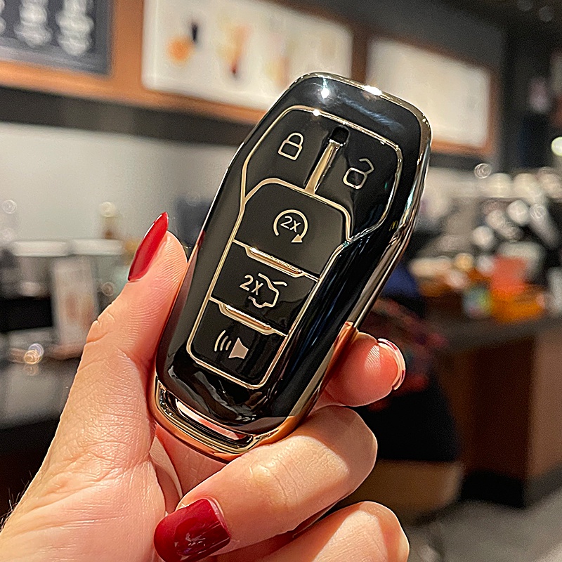 Autosleutel etui Tpu Key Cover Case Voor Ford Voor Fusion Voor Mondeo Voor Mustang F-150 Voor Rand 2015 2016 2017 2018 Auto Styling Sleutel Bescherming Sleutelhanger Autosleutelhanger(1 UK