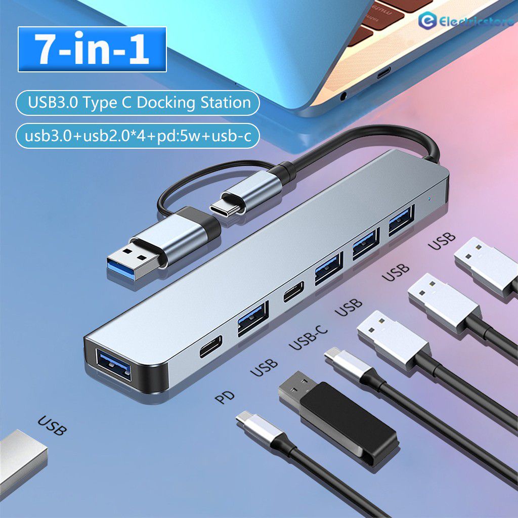 Tipo C Docking Station Usb Hub C 4 Usb3.0 Pd Tf Hub Usb 3.0 Portas Usb 2.0 Hub Adaptador estação de Dados Ultra Slim Portátil Hub -ele.br