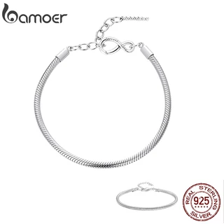 Bamoer 925 Pulseira Básica De Prata Esterlina Ajustável Para Jóias De Moda DIY