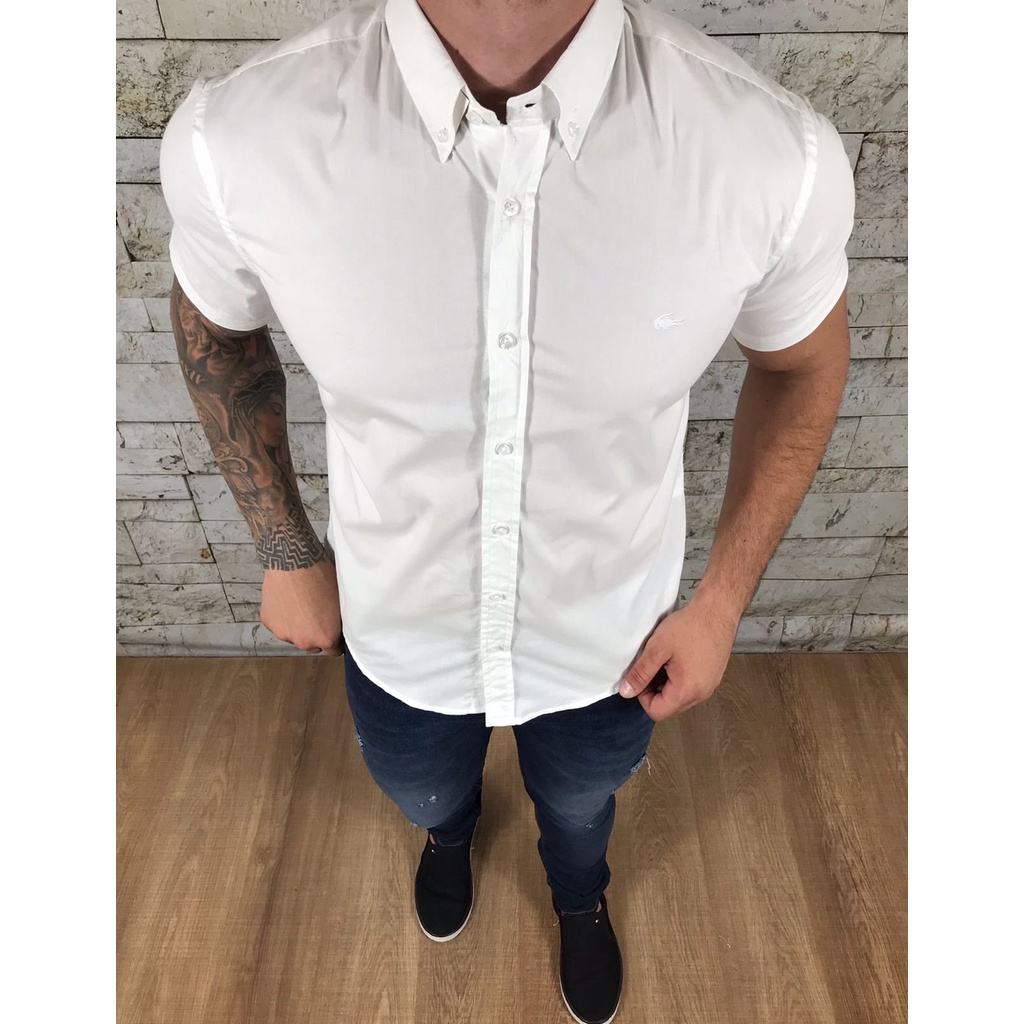 Camisa Social Lacoste Manga Curta Masculina Casual Sport Fino Luxo ...
