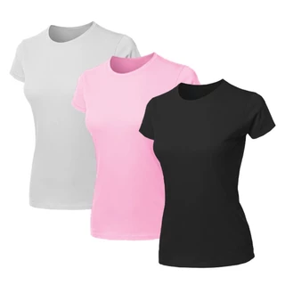 Kit 3 Blusas Feminina Camiseta Lisa Básica Algodão Camisa Baby Look