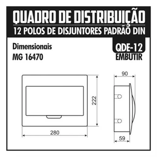 Quadro de Distribuição Embutir 18 Polos QDE-18 16471 - MARGIRIUS