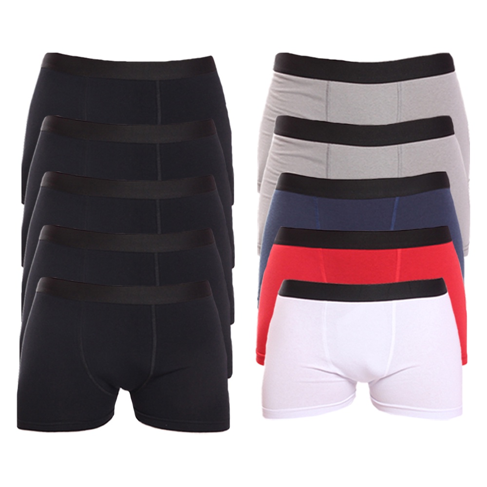 Kit 10 Cueca Boxer Lisa Cotton Algodão Box Underwear Premium Cuecas -  Branco+Preto