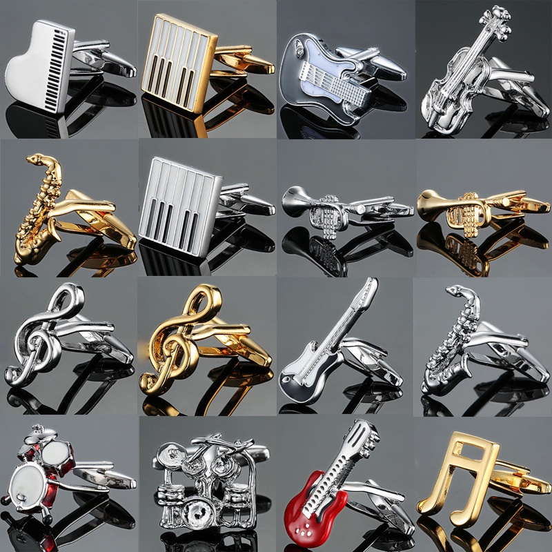 Abotoadura masculino ​cobre ​Música Instrumento Musical Nota botoadura camisa social Cufflinks