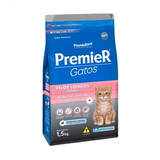 Ração Premier Gato Ambiente Interno Filhote Pelo Longo Salmão 1,5kg