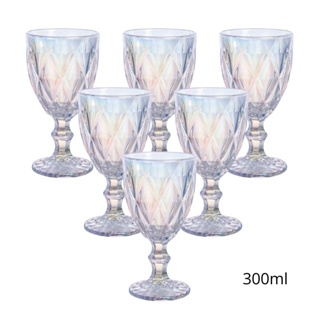 Jogo 6 Taças Modelo Diamante Furta-Cor em Vidro 300ML