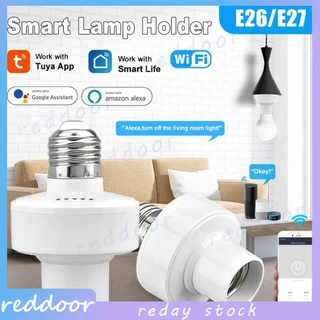 Tomada 2.4G E27 Bocal da Lâmpada Inteligente Inteligente Google Alexa Ac Base de Vida Inteligente/Controle de Voz Sem Fio Com 20 tuya m de Distância Remoto reddoor