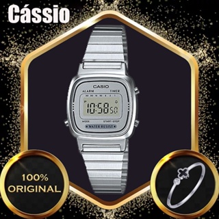 [Relógio + Pulseira] Relógio Cássio Mini Original Feminino Retrô Wr Digital Led Eletronic Vintage com a caixinha La670wa-7d