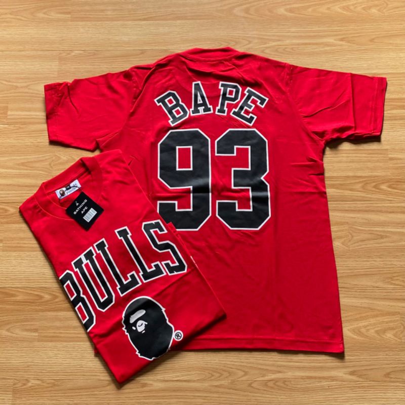 Bape A Banho APE X BULLS 93 Camiseta Unisexo Vermelho