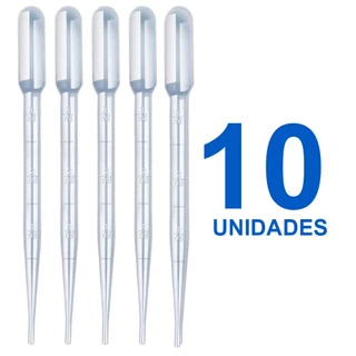 Pipeta de Pasteur 3ML plastica 10 Unidades graduada Conta Gotas com marcação