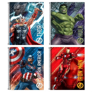 Kit Combo 4 Cadernos Vingadores Universitários Espiral Capa Dura 1 Matéria 80 Folhas Presente Volta As Aulas Tilibra