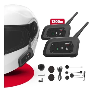 Kit 2 Intercomunicador Fone Capacete V6pro 1200m Bluetooth