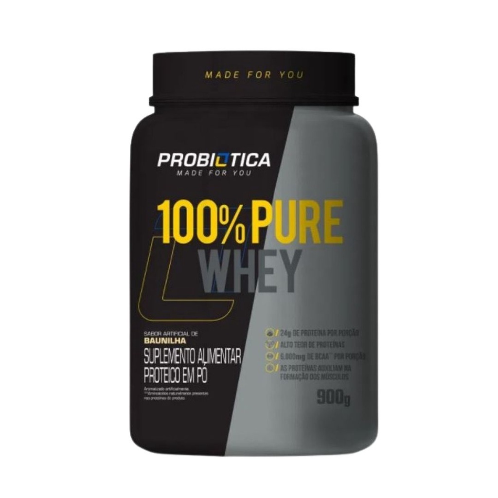 Whey Protein Concentrado 100% Pure Probiótica Pote 900g