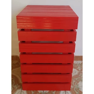 Balcão móvel esconde botijão a gás de cozinha de madeira 45x45x70 Cor:Vermelho