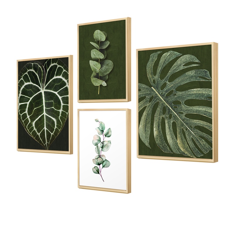 Kit 4 Quadros Decorativos Folhagens Costela De Adão Verde Planta ...