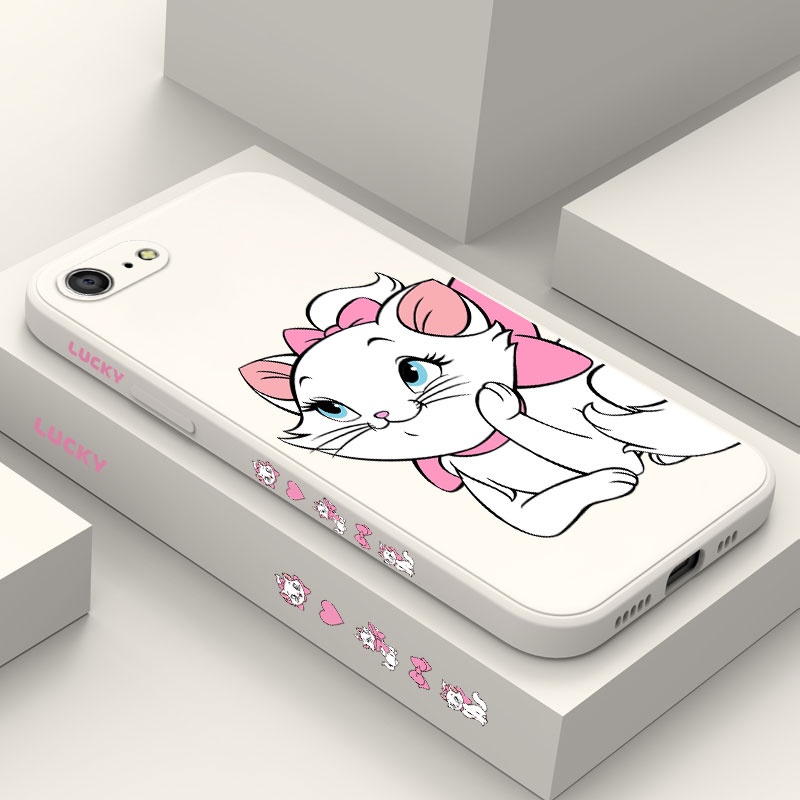 Capa De Celular Para IPhone 8 7 6 6S Plus SE 2020 Padrão Lateral De Silicone Líquido Gato Doce