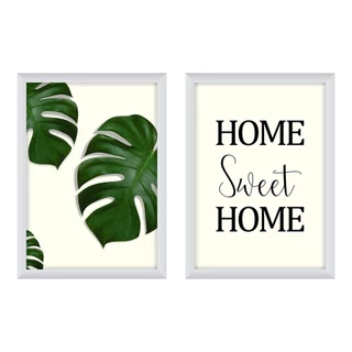 Quadros Composição Folhas Frases Home Costela Adão