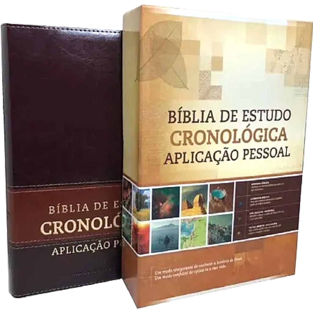 BIBLIA DE ESTUDO CRONOLOGICA APLICACAO PESSOAL CP LUXO TARJA MARROM ...