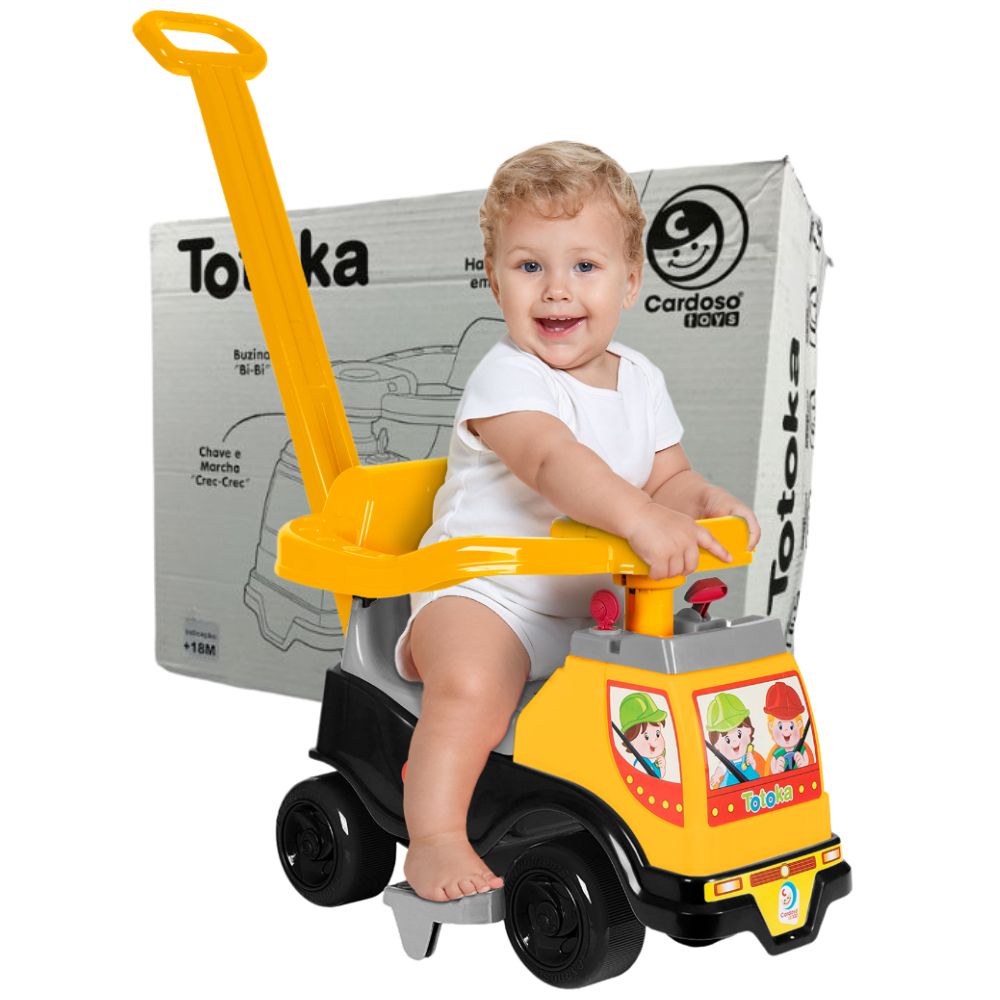 Totoka Trator Andador Infantil Motoca Haste Empurrar Bebê