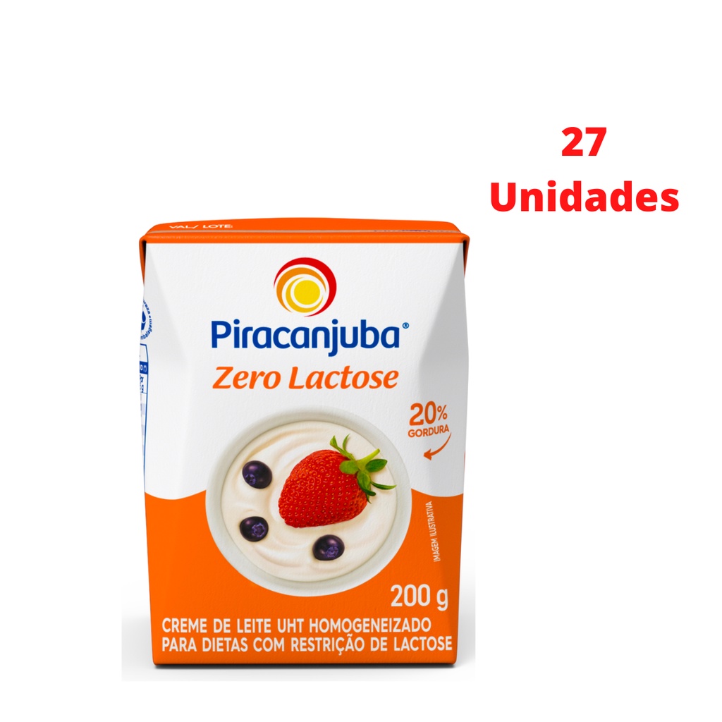 Kit C/27uni Creme De Leite Zero Lactose Piracanjuba 200g | Shopee Brasil