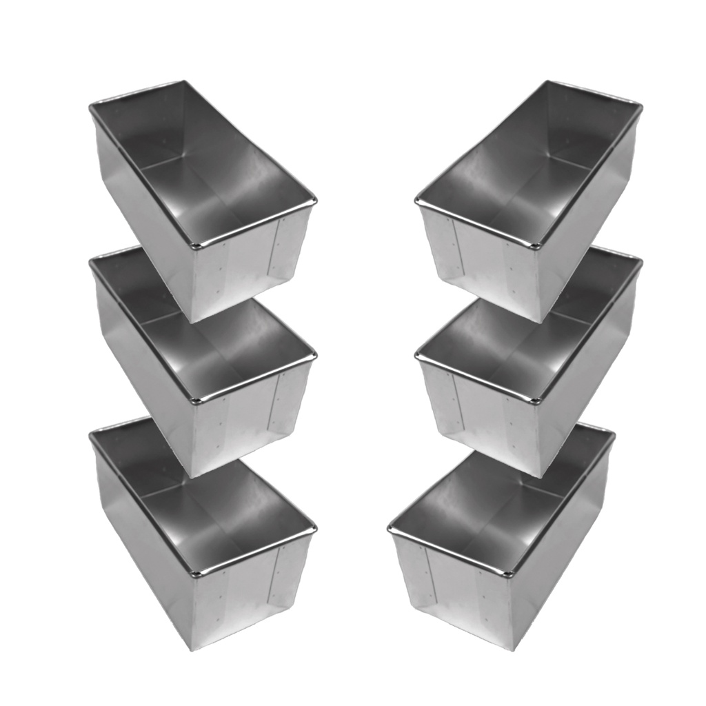 KIT 6 FORMAS RETANGULARES PÃO CASEIRO BOLO 17X10X10 ALUMÍNIO