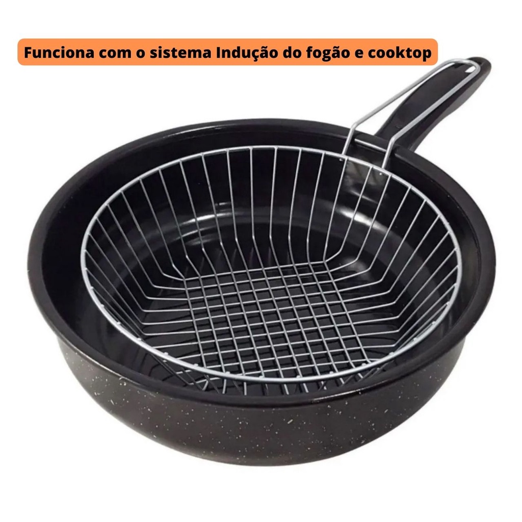 Frigideira Fritadeira 26cm com Cesto Indução Panela Cozinha