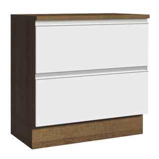 Balcão 80 cm 2 Gavetas Rustic/Branco Glamy Madesa