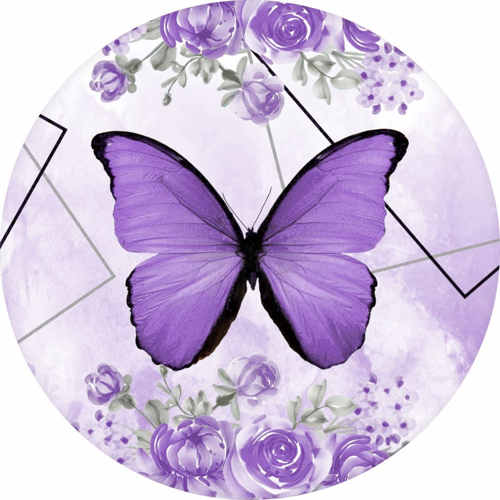 Painel Redondo Lona de Festa Flor Borboleta Roxa 1,05MT | Shopee Brasil