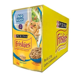Caixa 15un Ração Úmida Sachê Friskies Gatos Adultos Peixe ao Molho 85g em Oferta na Shopee