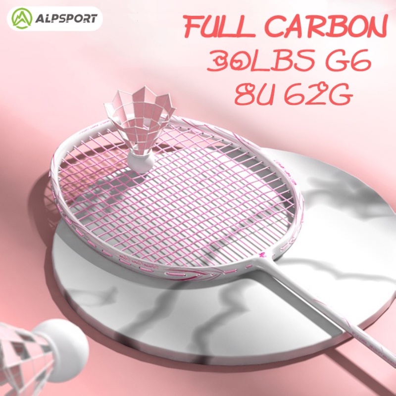 ALP DF 8U G6 Max 30Lbs Strung 100 % Full Carbon Fiber Pink Badminton ...