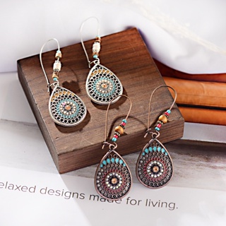 Brincos De Madeira Boêmio Com Contas Étnico Liga Oca Para Mulheres Pedra Vintage Boho De Senhora