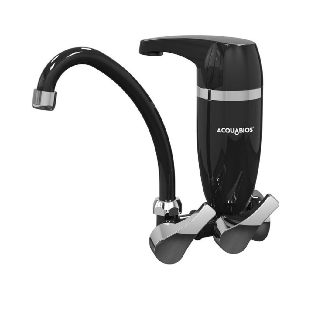 Torneira Filtro para Cozinha de Parede Premium Acquabios 1006-0022 Preto Cromado