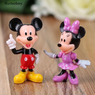 [Rut] 6pçs/Conjunto Disney Figuras Mickey Mouse Minnie Festa De Aniversário Decoração Bolo PVC Anime Brinquedos Infantis Presente COD