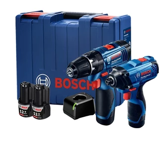 Chave de Impacto GDR 120-LI + Parafusadeira GSB 120-Li Bosch com 2 Baterias 12V e Carregador