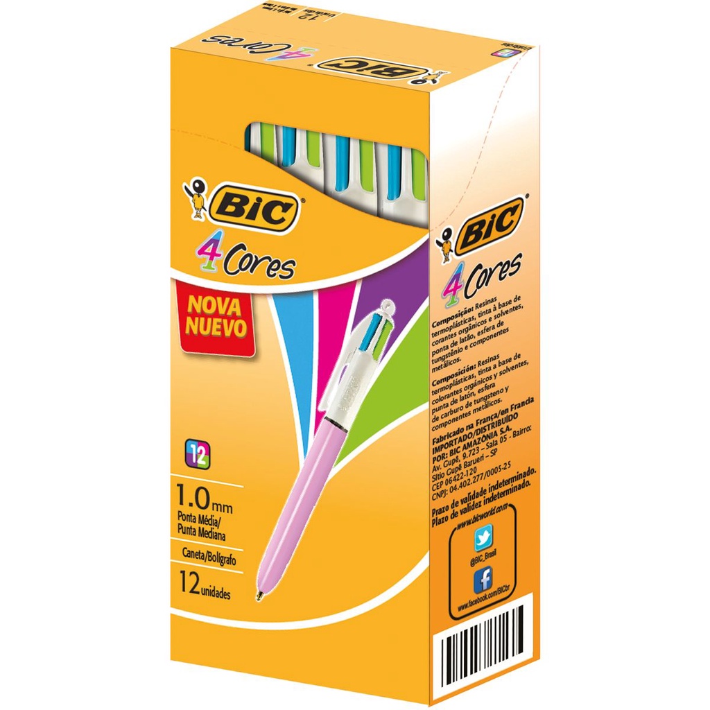 Caneta Esferografica BIC 4 Cores Refresh Corpo Rosa | Shopee Brasil