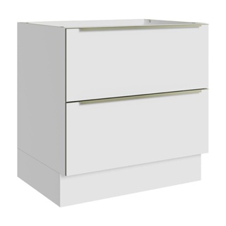 Balcão Madesa Lux 80 cm 2 Gavetas (Sem Tampo) - Branco/Branco Veludo
