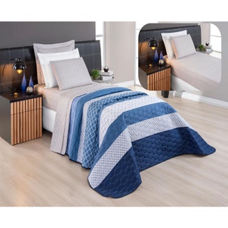 Kit cobre leito Chicago Solteiro+ jogo lencol roupa de cama 4pecas
