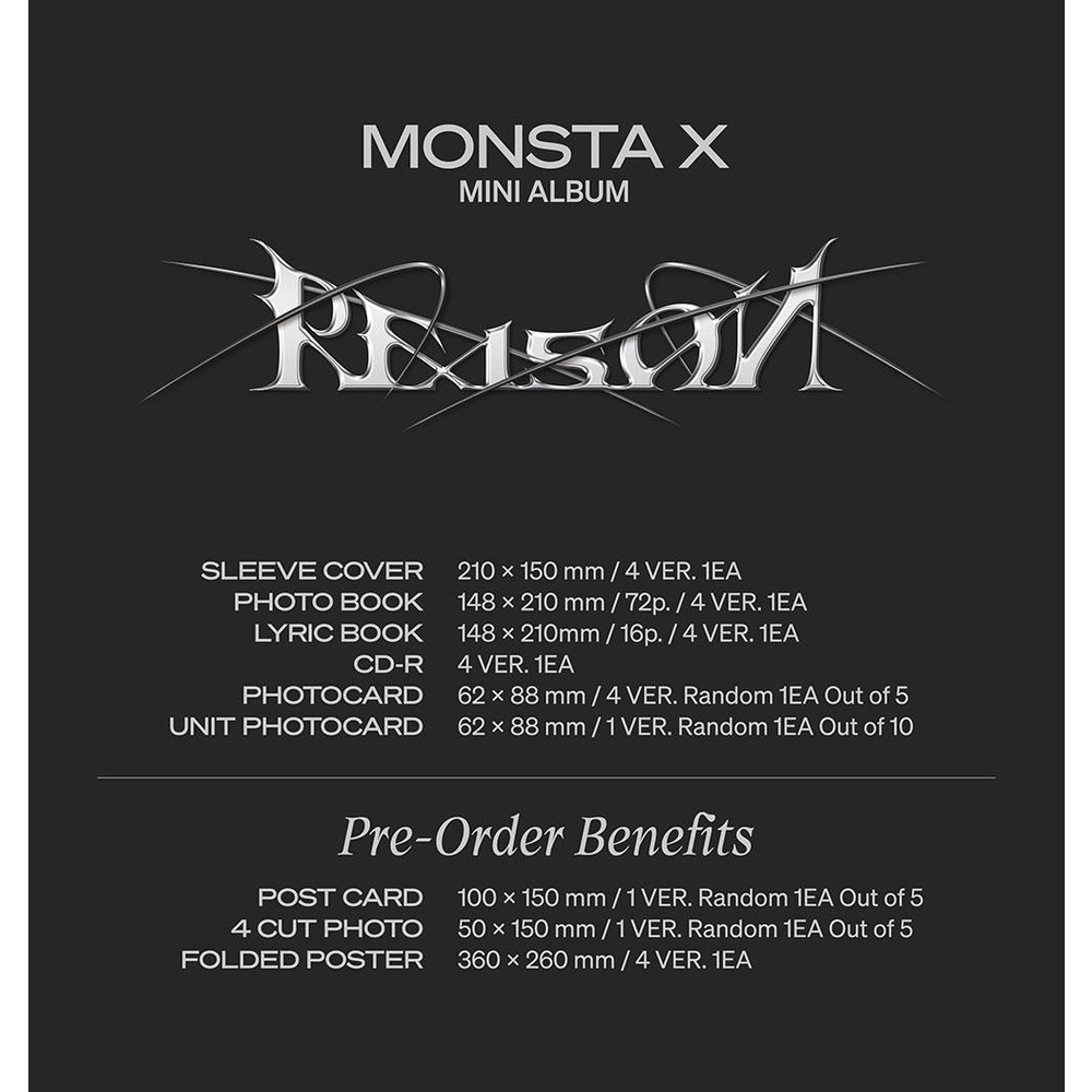 MONSTA X 12th Mini Album Reason キヒョンセット MONSTA X 12th Mini Album - REASON (Photobook Ver.) | Shopee Brasil